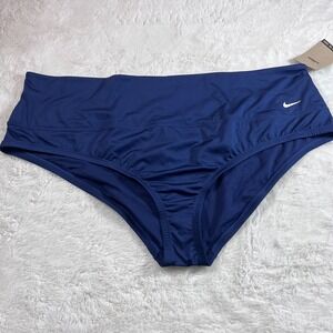 Nike Women's Swim High Waist Bikini Bottoms Navy Blue NESSA276 Plus Size 3X NEW